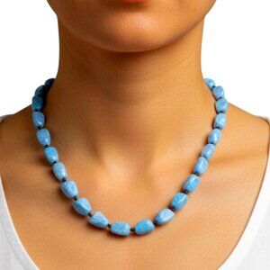 Premier Designs Necklace Blue Single Strand Lobster Clasp 18"